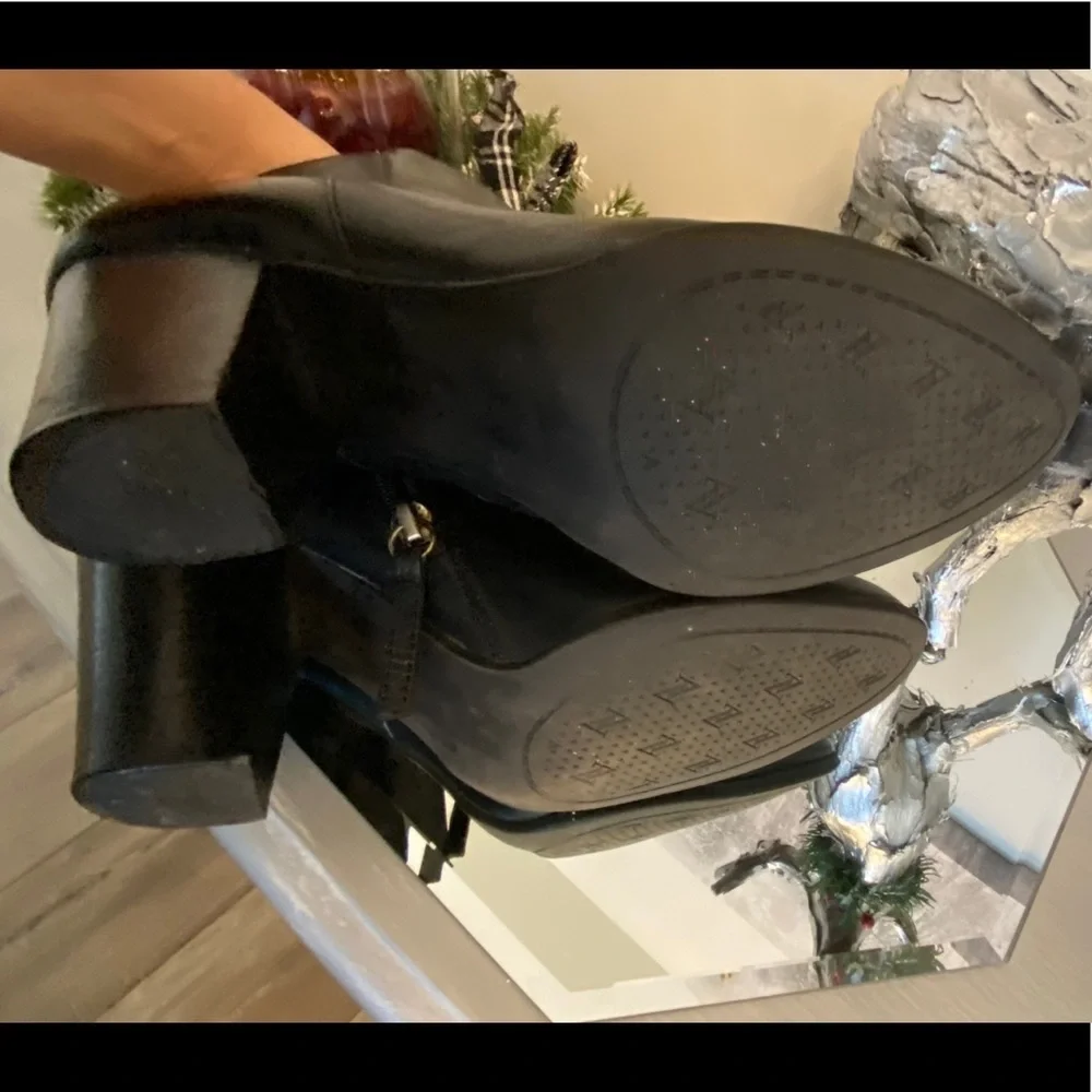 Adrienne Vittadini Shoes  Black Leather Ankle Boot